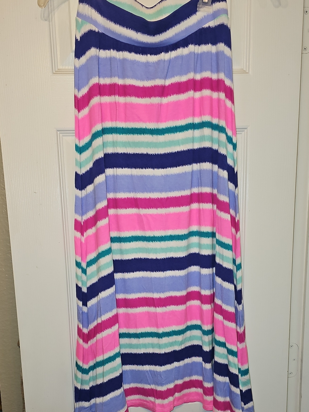 Cherokee Striped Maxi Skirt - Pink, Navy, Teal & Light Blue